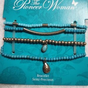 PIONEER WOMAN, TURQUOISE COLOR BRACELETS, NEW, 3 IN SET